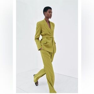 ZARA BELTED BLAZER Stylish Olive Green